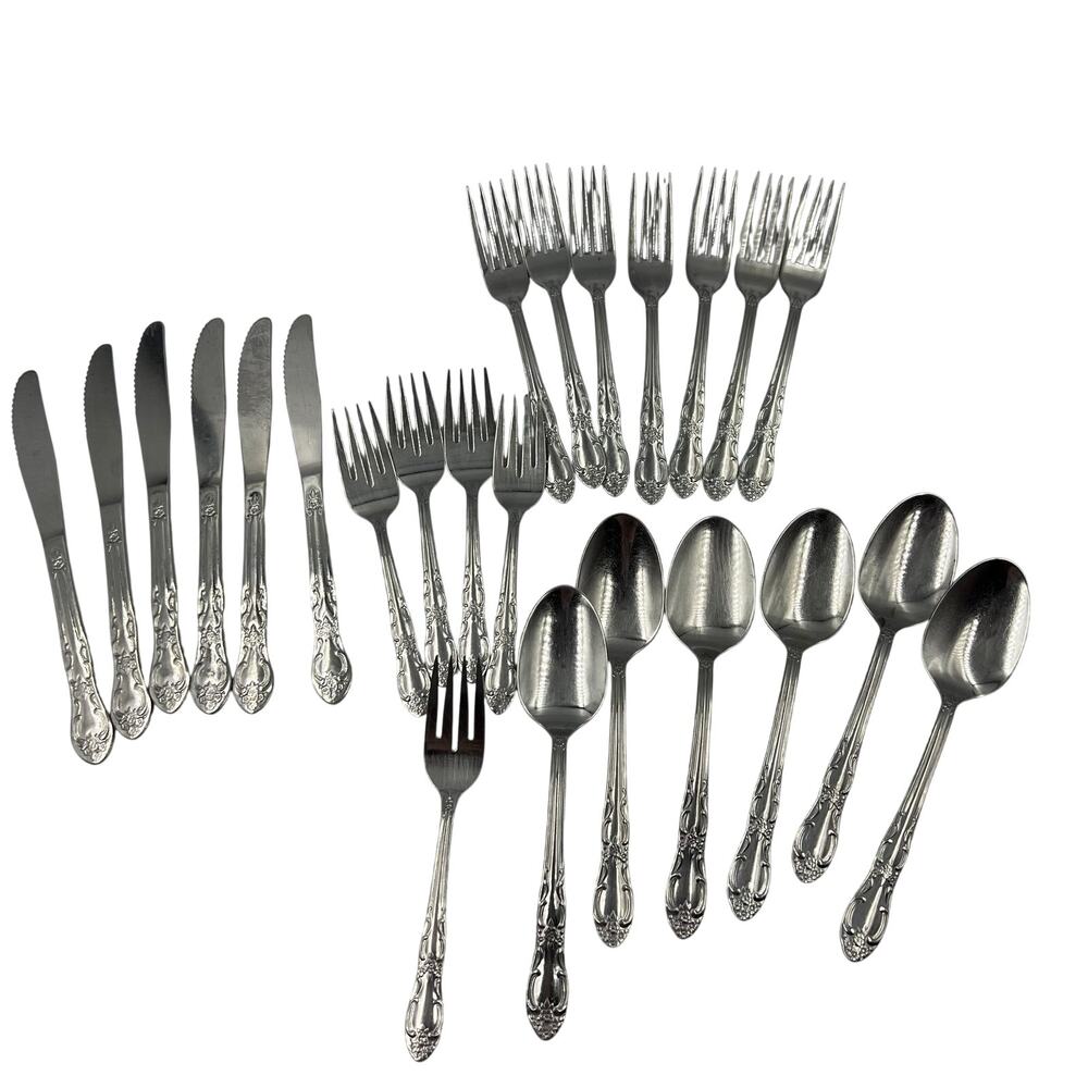 Vintage Oneidacraft Galveston Pattern Flatware Set 24 Pieces‎ 5 Settings